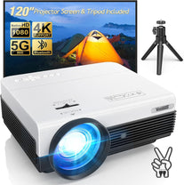 5G Projector with Wifi and Bluetooth,Native Full HD 1080P Outdoor Video Projector with 120'' Screen,12000L Movie Projector,4K & 300'' Display Support, Mini Projector Compatible W/Tv Stick/Phone/Ps5