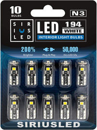SIR IUS LED 194 LED Bulbs Extremely Super Bright 3030 Chipset for Car Truck Interior Dome Map Door Courtesy Marker License Plate Lights Compact Wedge T10 168 2825 Xenon White Pack of 10