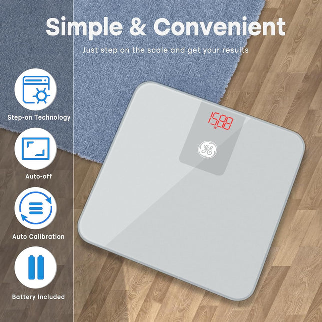 GE Digital Scale Body Weight: Bathroom Scales for Weight and BMI Accurate Body Weight Scale Weighing Scales for Body Weight Bluetooth Scale with App for People 400 Lb Electronic Scale Silver Grey