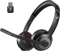 Wireless Headset with AI Noise Cancelling Microphone Bluetooth Headset - Bluetooth V5.2 Headphones with USB Dongle & Mic Mute for Computer/Laptop/Pc/Iphone/Android/Cell Phones/Zoom