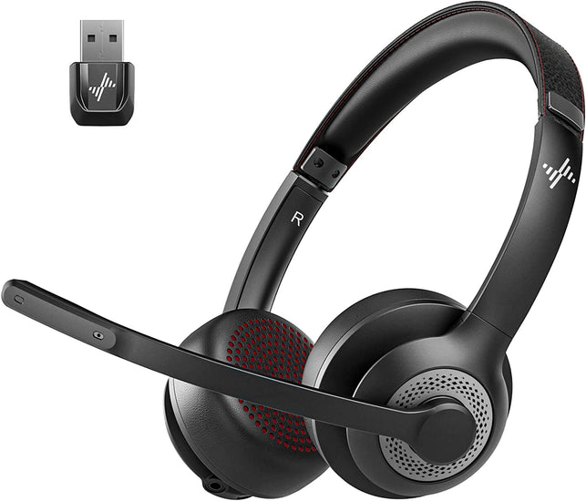 Wireless Headset with AI Noise Cancelling Microphone Bluetooth Headset - Bluetooth V5.2 Headphones with USB Dongle & Mic Mute for Computer/Laptop/Pc/Iphone/Android/Cell Phones/Zoom