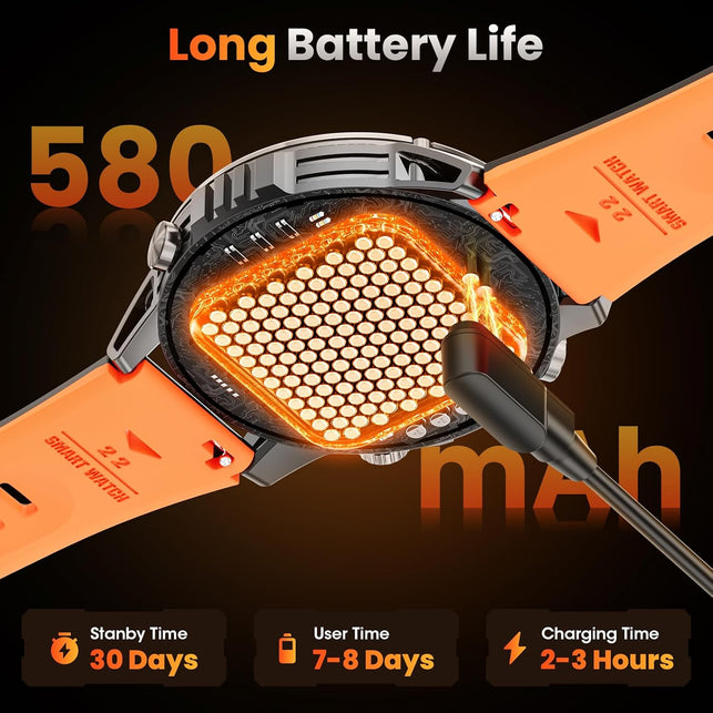 Military Smart Watch(Answer/Make Call), GPS Smartwatch for Men with LED Flashlight Compass, 1.46" HD Fitness Tracker Watch with 100+ Sport Modes, Rugged Smart Watches Compatible for Iphone (Black)