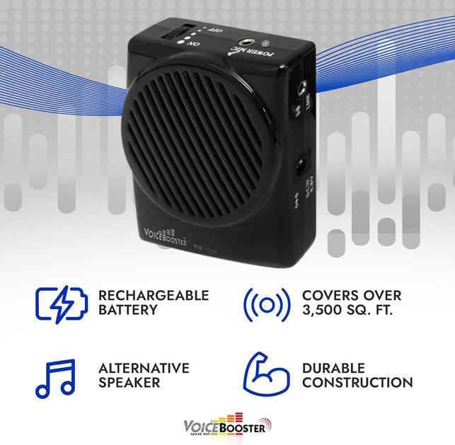 Voicebooster Speak Out Personal Voice Amplifier, Rechargeable Portable Speaker with Wired Microphone Headset for Classroom Teachers, Tour Guide, Presentations – 10Watt Power Amplifier - MR1506