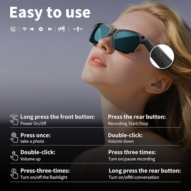 AI Smart Glasses with 1080P Camera and Real-Time Translation