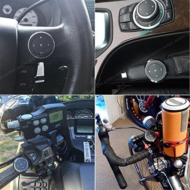 Wireless Bluetooth Media Button Remote Selfie Control Car Motorcycle Steering Wheel Music for Iphone or Android with Mount