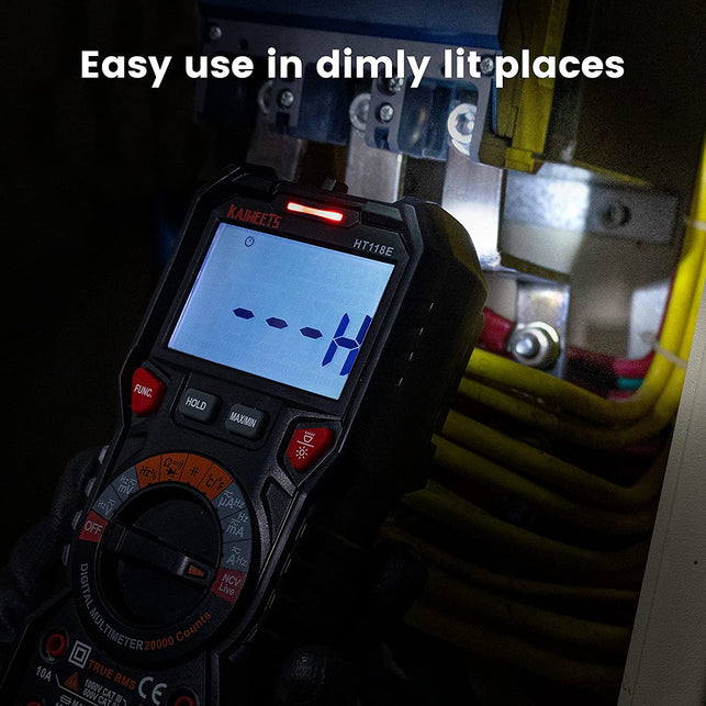 KAIWEETS HT118E Digital Multimeter TRMS 20000 Counts with Higher Resolution Auto-Ranging Voltmeter Accurately Measures Voltage Current Resistance Diodes Continuity Duty-Cycle Capacitance Temperature