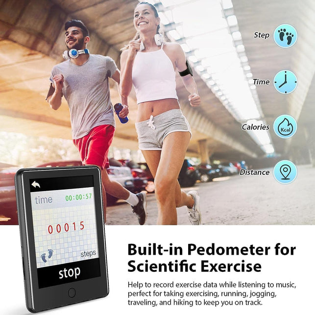 32GB MP3 Player with Bluetooth 5.1,2.8'' Full Touch Screen Music Player with Speaker,Portable Hifi Lossless Sound MP4 Music Player with Fm,Radio,Recorder, E-Book,Pedometer,Armband,Support up to 128GB