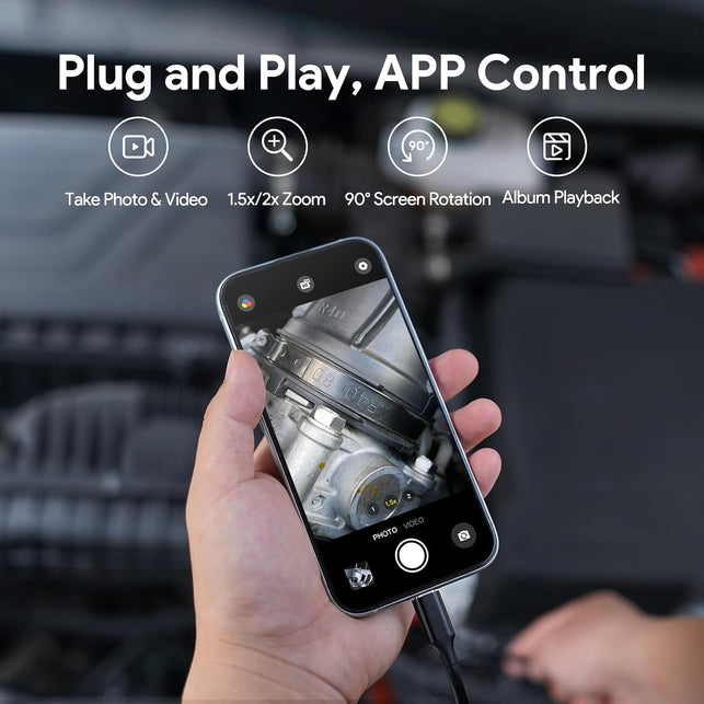DEPSTECH 2K Endoscope Camera with Light: 2560P QHD Dual Lens Inspection Borescope with 16.5FT Snake Cable for Iphone & Android, Industrial Scope Automotive Tools for Sewer, HVAC, Plumbing, Mechanic