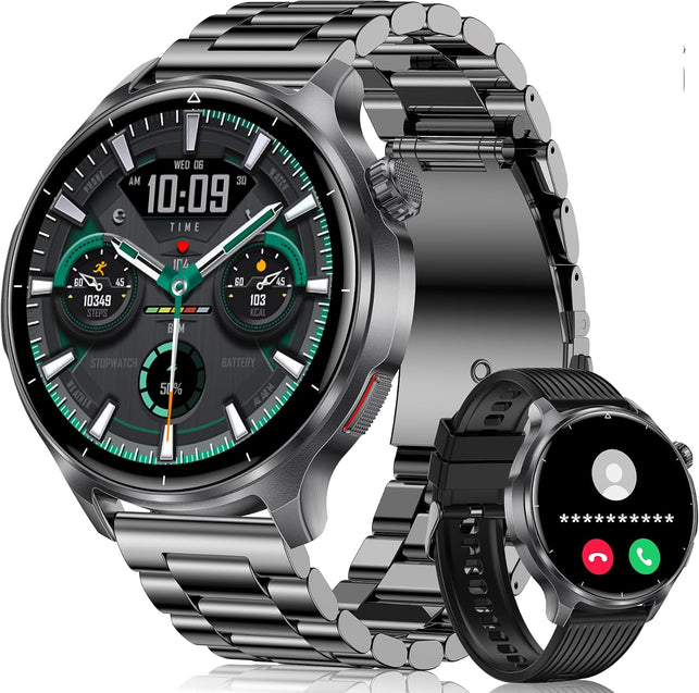 Smart Watches for Men with Bluetooth Calls, 1000Mah Long Battery Life Mens Smart Watch, 1.52" HD Fitness Watch for Men with 100+ Sports Modes, HR Sleep Tracker, IP68 Smartwatch for Android Iphone