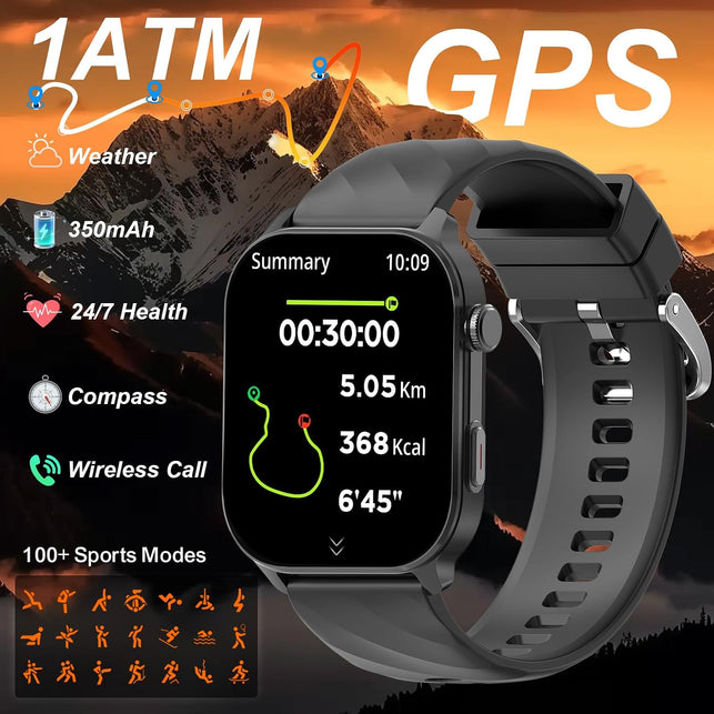 Bostbo Smart Watch [Answer/Make Calls] 2.01" TFT Screen,Smart Watch for Men Women,1Atm Waterproof,100+ Sport Modes,Built-In Gps,With Ios & Android