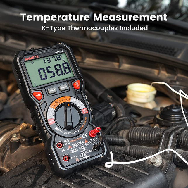 KAIWEETS HT118E Digital Multimeter TRMS 20000 Counts with Higher Resolution Auto-Ranging Voltmeter Accurately Measures Voltage Current Resistance Diodes Continuity Duty-Cycle Capacitance Temperature