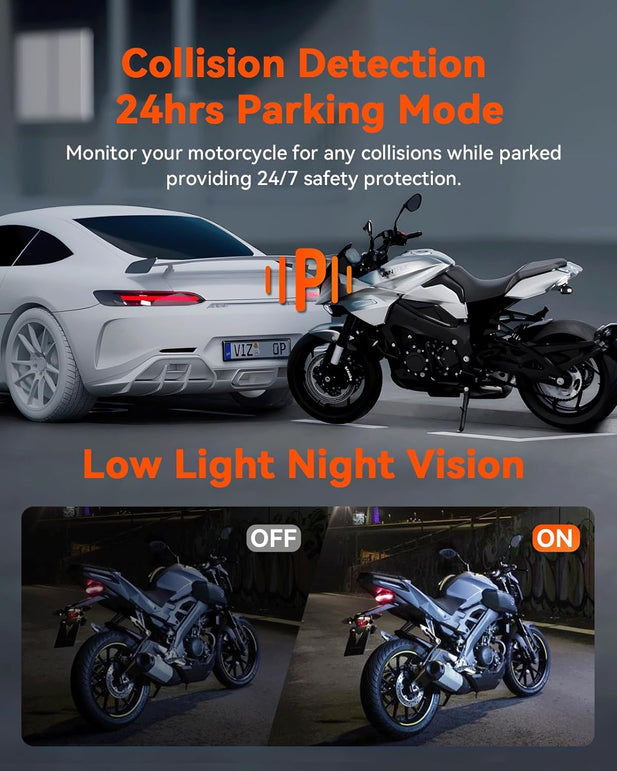 Vantrue F1 Motorcycle 4K Front and Rear Dash Cam, 4K + 1080P Motorcycle Camera, GPS, Full Body Waterproof, Wi-Fi, 160°Wide Angle, Starvis Night Vision, G-Sensor, Parking Mode, Support 512GB Max