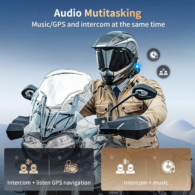 FODSPORTS FX8 Pro Motorcycle Communication Systems with Customized HRSQS Speakers, Dual-Chip Audio Multitasking, One-Click Fast Pairing, Music Sharing, FM 8 Riders Group Intercom, 2 Pack