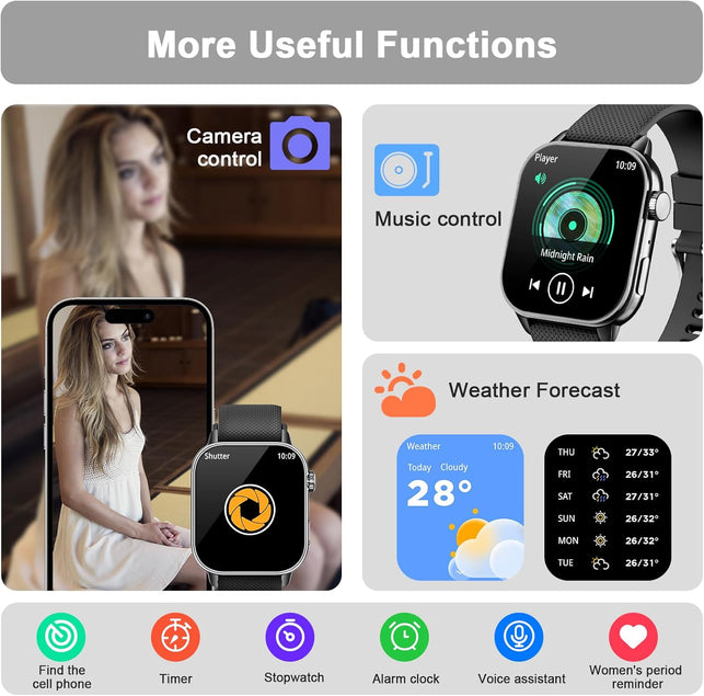 Smart Watches for Men Women,With Bluetooth Call 1.85'' HD Fitness Tracker