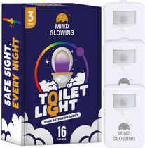 Mind-Glowing Toilet Light with Motion Sensor - Toilet Bowl Night Light (3 Pack) with 16 Color Changing LED, 5 Stage Dimmer - Cool Kids Bathroom Accessories - Funny Gag Gifts for House Warming