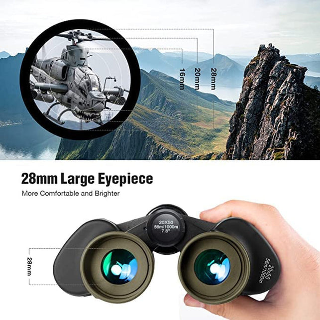 FREE SOLDIER 20X50 Military Binoculars for Adults with Smartphone Adapter - Compact Waterproof Tactical Binoculars for Bird Watching Hunting Hiking Concert Travel Theater with BAK4 Prism FMC Lens, Mud