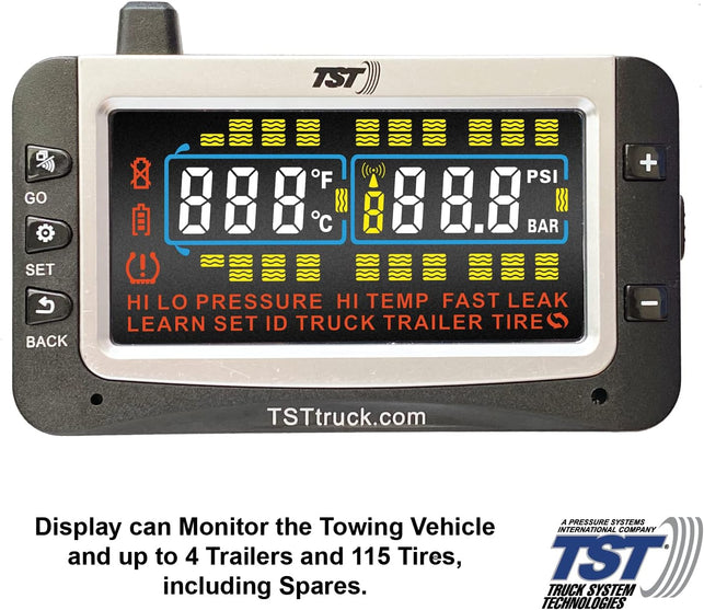 TST 507 Tire Pressure Monitoring System with 6 Cap Sensors and Color Display for Metal/Rubber Valve Stems by Truck System Technologies, TPMS for Rvs, Campers and Trailers