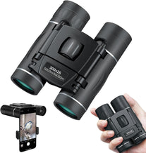 300X25 Binoculars for Adults and Kids, High Powered Mini Pocket Binoculars with Phone Adapter, Waterproof Compact Binoculars for Bird Watching, Hunting, Concert, Theater, Opera, Traveling, Sightseeing