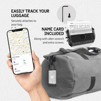 Pelican Luggage Tag, Holder for Apple Airtag - Scratch Resistant & Steel Plate Reinforced Luggage Airtag Case W/Name Tag & Stainless Steel Loop - Rugged Luggage Tag W/Airtag Case for Travel - Black