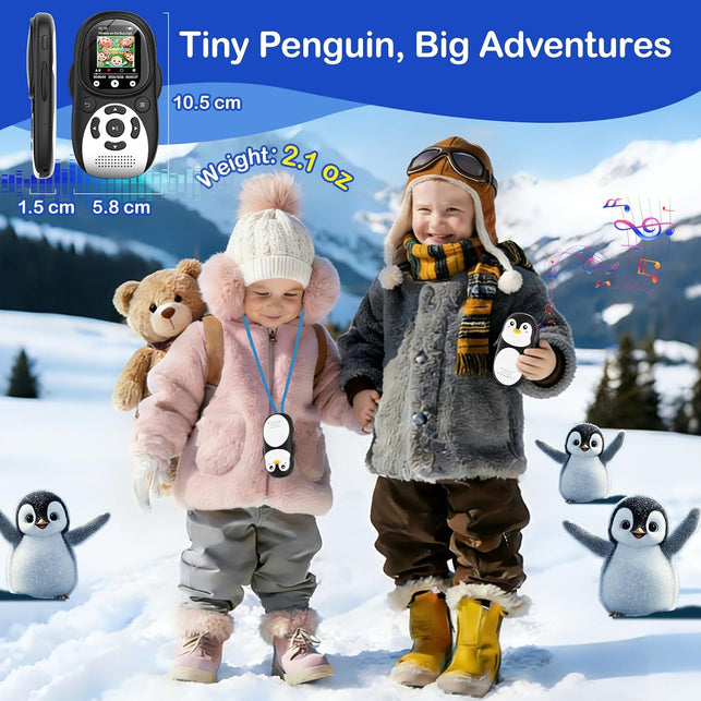 64GB Kids MP3 Player with Bluetooth 5.3, Cute Penguin, Speaker