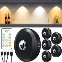 WILLED Puck Lights with Remote Control, Rechargeable Closet Lights, 1200Mah Battery Operated Tap Lights, Dimmable Push Lights, Wireless under Cabinet Lights, LED USB Stick on Lights (6 Pack)