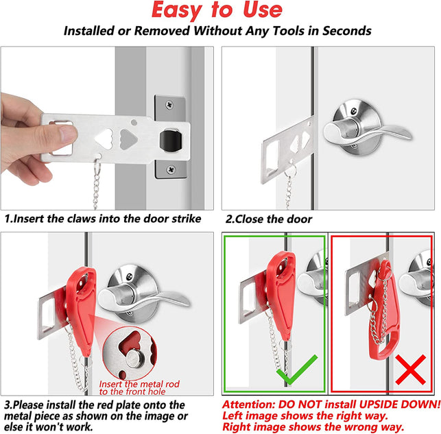 Portable Door Lock Home Security Door Lock Travel Lockdown Locks for Additional Safety and Privacy Perfect for Traveling Hotel Home Apartment College