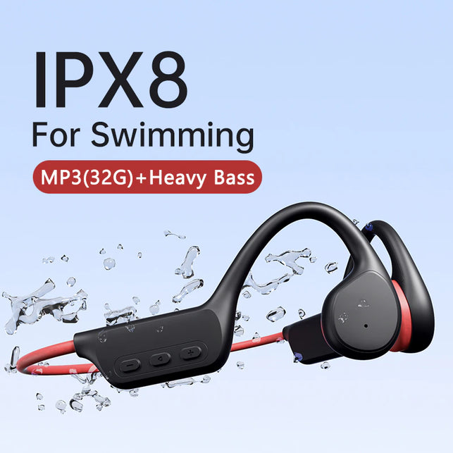 Bone Conduction Earphones Bluetooth Wireless IPX8 Waterproof MP3 Player Hifi Ear-Hook Headphone with Mic Headset for Swimming