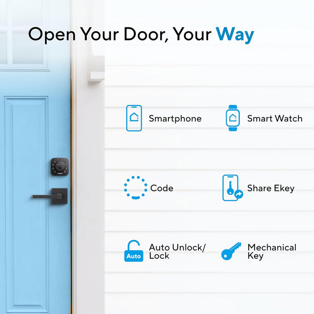 ULTRALOQ U-Bolt Smart Lock, 5-In-1 Keyless Entry Door Lock with App Control, Keypad Deadbolt, Auto Unlock, Auto Lock, Smart Door Lock, Smart Locks for Front Door, Smart Deadbolt, Black
