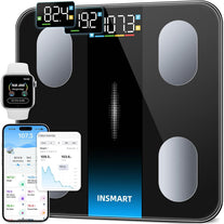 Smart Bathroom Scales for Body Weight and Fat Percentage, INSMART Bluetooth Accurate Weight Scale with Large Display, 16 Body Composition Smart Scale Sync with App (Black)