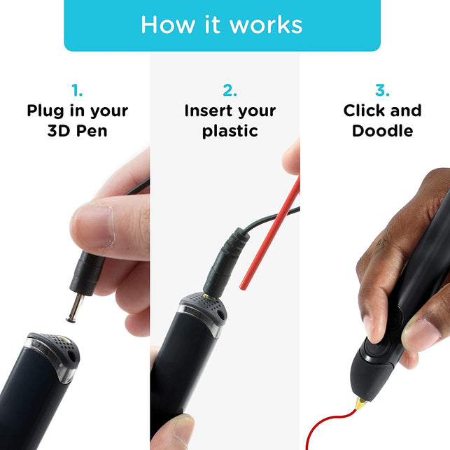 3Doodler Create+ 3D Printing Pen for Teens, Adults & Creators! - Black (2022 Model) - with Free Refill Filaments + Stencil Book + Getting Started Guide
