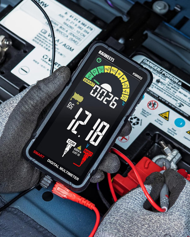 KAIWEETS Smart Multimeter Rechargeable Electrical Tester with Auto Ranging Digital Voltmeter Measures Voltage Current Resistance Continuity Capacitance Temperature Frequency NCV 6000 Counts TRMS