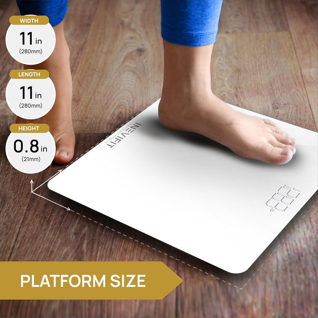 INEVIFIT Bathroom Scale, Highly Accurate Digital Bathroom Body Scale, Measures Weight up to 400 Lbs. Includes Batteries