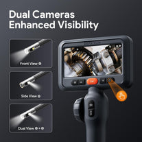 DEPSTECH 10FT Articulating Endoscope Camera with Light: Dual Lens Two-Way Articulated Industrial Borescope with 4.5" Screen and Snake Cable, Inspection Camera Automotive Tool for Wall, Pipe, Mechanic