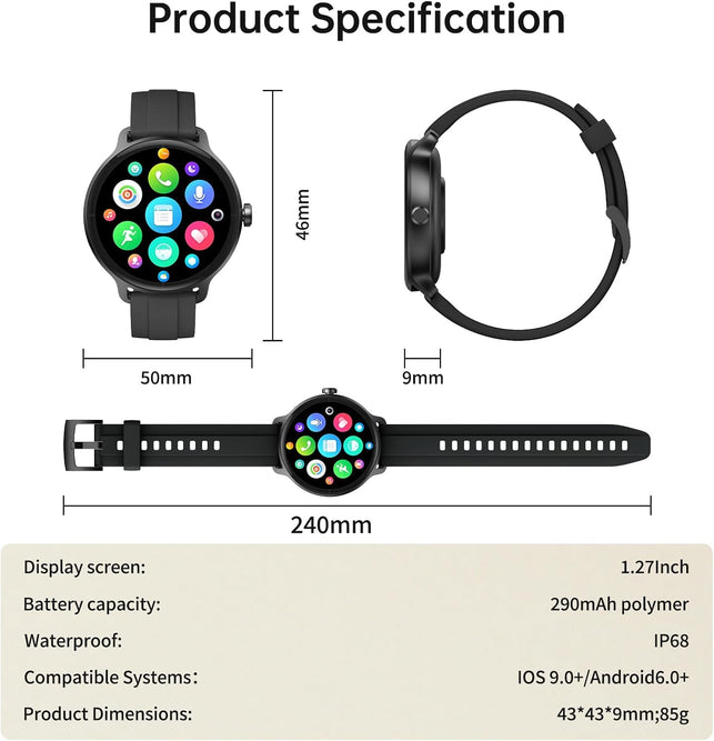Smart Watch for Women Men (Answer/Make Calls), Smartwatches Built-In AI Voice, 1.27" HD Touch Fitness Watch with Heart Rate/Sleep/Step/Spo2 Monitor, 100+ Sports Modes & IP68 Waterproof for Android Ios