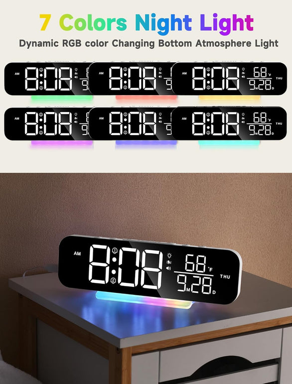 Cadmos Super Loud Vibrating Alarm Clock with Bed Shaker,Large LED Digital Display,Night Light,Ideal for Heavy Sleepers Adults,Hearing Impaired Deaf,Kids,Teens,Living Room,Bedrooms(White)