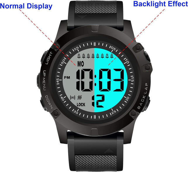 TICCI Men 8 Vibrating Alarms Watch Medication Aids Pill Vibra Alert Reminders for Elderly Seniors Big Digits Waterproof