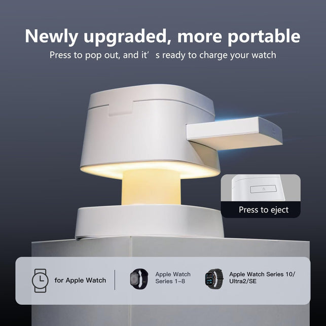 【2026 Upgraded】4 in 1 Wireless Charger, 3 in 1 Wireless Charging Station with Night Light for Magsafe Charger, 15W Magnetic Travel Stand for Iphone17/Air/Pro/Max/16/15/14/13/12, Apple Iwatch, Airpods