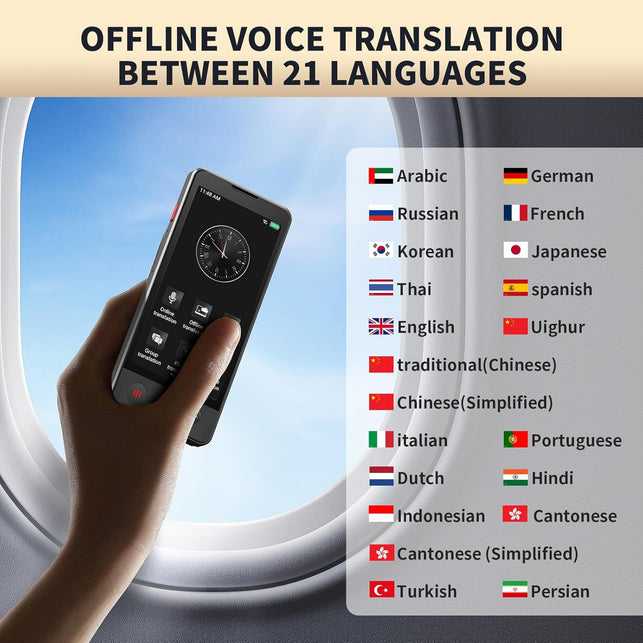 AI Language Translator Device, 2026 Upgraded Translator No Wifi Needed, Support Chatgpt, Voice Instant Two-Way 150 Language Translator, Offline/Recording/Photo Translation for Business Travel