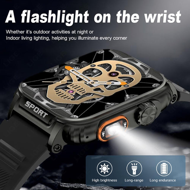 Zodvboz Military Smart Watches for Men(Answer/Make Calls) with LED Flashlight 6-8M,430Mah Extra Long Life Battery,1.91’’ HD IPS Display 72+Sport Mode 5ATM Waterproof Sports Smartwatch for Android Ios