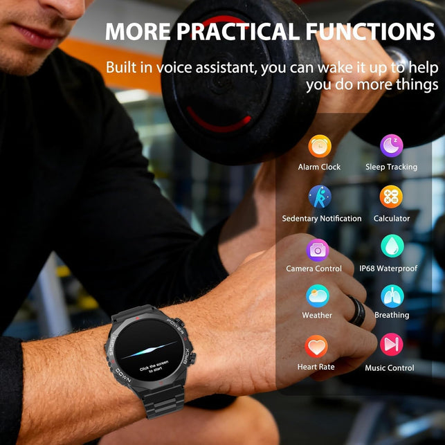 1.7" Smart Watch round Touch Screen, Bluetooth Call for Ios Android