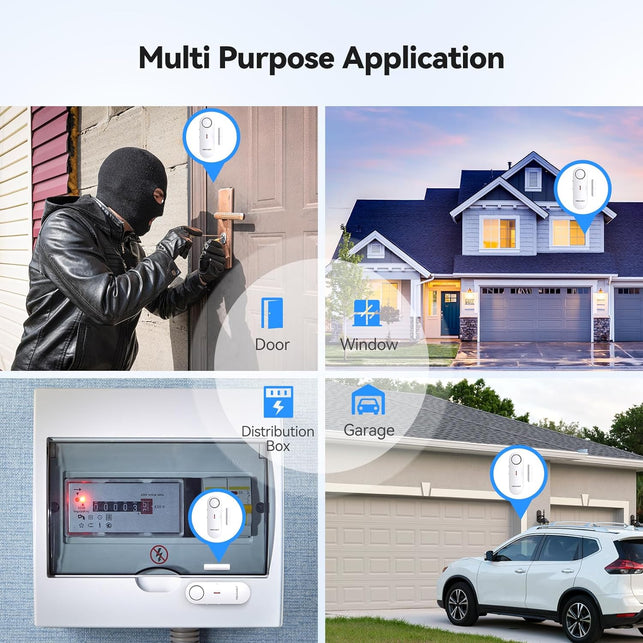 TECKNET Door Alarms for Kids Safety, Window Alarm Pool Alarms Door Alarm for Home Security, 2-In-1 Alarm & Chime, 3-Level Volume Control, Wireless Alarm for House Hotel Cars Sheds Caravans (6 Pack)