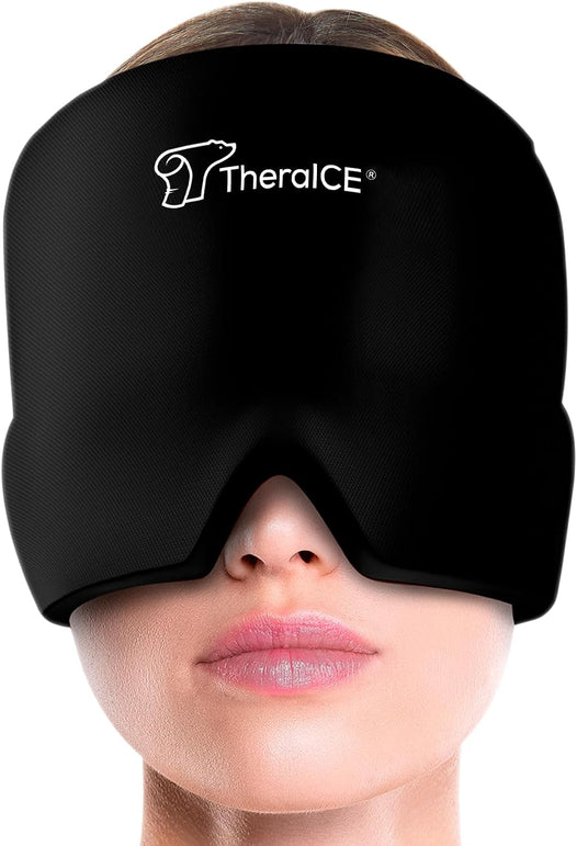 Theraice Migraine Relief Cap, Soothing Headache Ice Pack Mask Products, Cooling Gel Hat, Face Cold Compress Head Wrap for Tension, Stress & Hangover