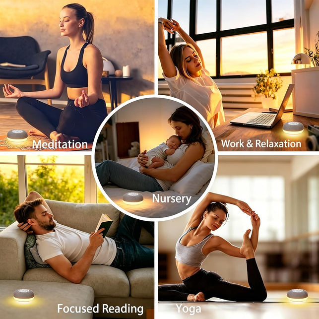 White Noise Machine with Bluetooth, White Sound Machine, Portable Sound Machine with 39 Soothing Sounds, Warm Night Light, Speaker, 3 Timer Settings for Deep Sleeping and Relaxing
