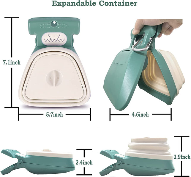 Jondarla Pooper Scooper, Portable and Handheld Size for Walking Large and Small Dogs outside Yard or Travel Outdoors, Pup Poop Scoop with Container and 30Pcs Pet Waste Bag Attachment