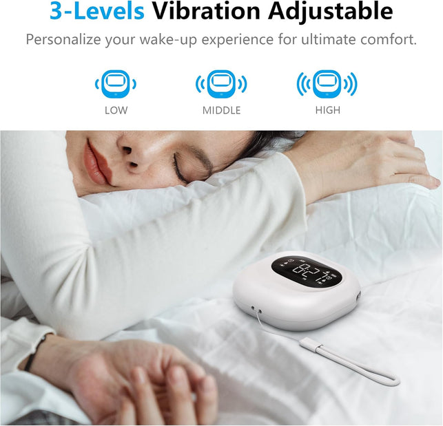 Vibrating Alarm Clock for Heavy Sleepers, Rechargeable Battery Operated Bed Shaker under Pillow, Vibration Adjustable, Wireless,Dual Alarms,Backlight Travel Portable Digital Clock for Hearing-Impaired