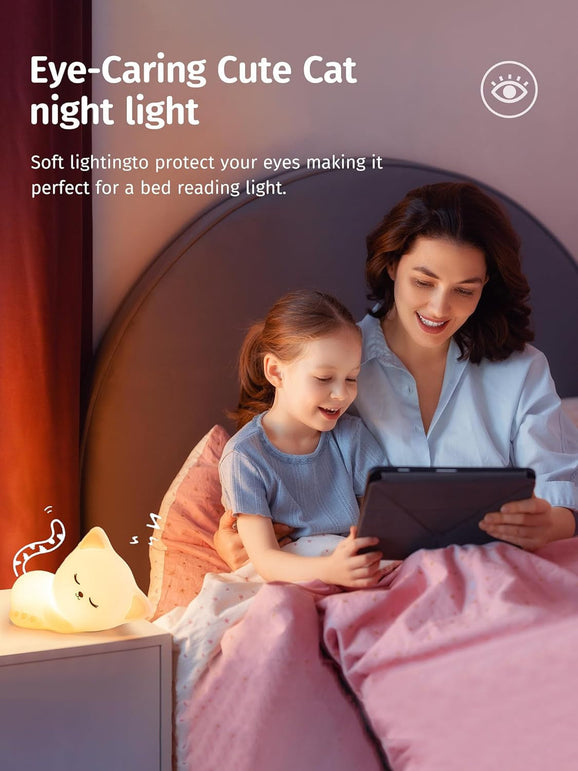 Mubarek Baby Night Light for Kids, 16 Colors Dimmable Kids Night Light, Remote Silicone Night Lights for Kids Room,1200Mah Rechargeable Cute Lamp,Timer Baby Night Light for Kids,Cute Gifts for Girls