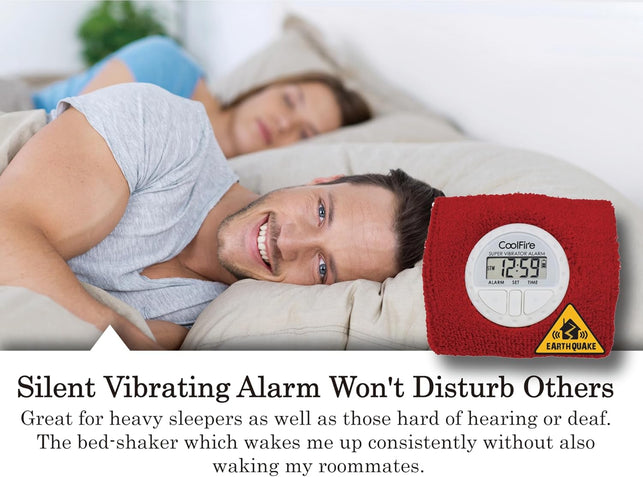 Coolfire Vibrating Alarm Clock - Silent Alarm Wristband Vibrating Alarm Watch. Silent Wrist Shock Alarm Clock. Vibration Alarm Bracelet Deep Sleeper & Vibrate Alarm