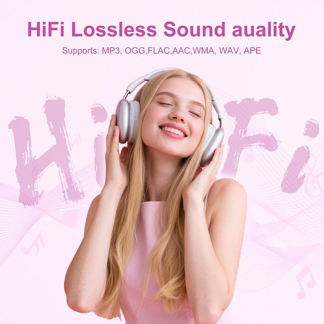 128GB MP3 Player with Bluetooth 5.4 - SWOFY M4 Portable Music Player with Hifi Speaker, 2.4" Touch Screen with Voice Recorder, FM Radio,E-Book, Support up to 512GB SD Card Earphones Included Pink
