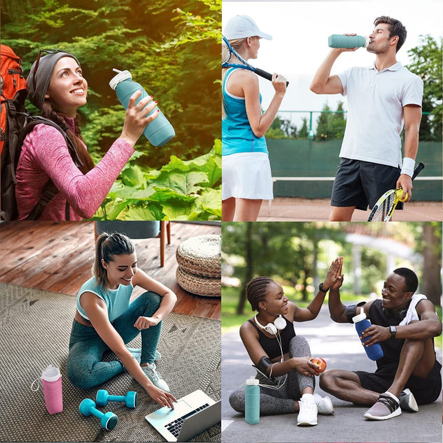 SPECIAL MADE Collapsible Water Bottles Cups Leakproof Valve Reusable BPA Free Silicone Foldable Travel Water Bottle Cup for Gym Camping Hiking Travel Sports Lightweight Durable