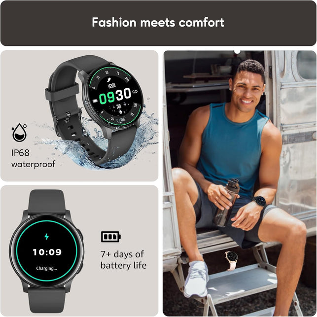Smart Watch Answer/Make Call, 1.38" Smart Watches for Women Men, Fitness Tracker Watch with Heart Rate/Sleep Monitor, 120+ Sports, IP68 Waterproof Step Counter Watch Compatible with Android Ios
